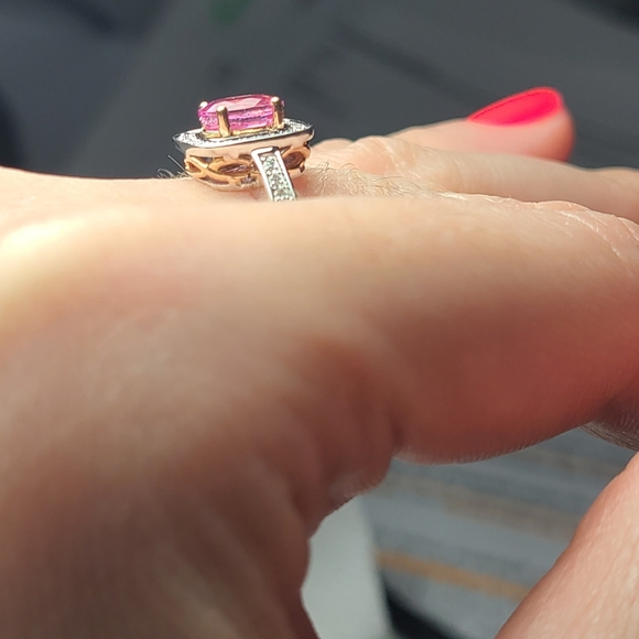 NWT Effy 14K white and rose gold diamond and pink sapphire ring s.7 - Picture 10 of 16